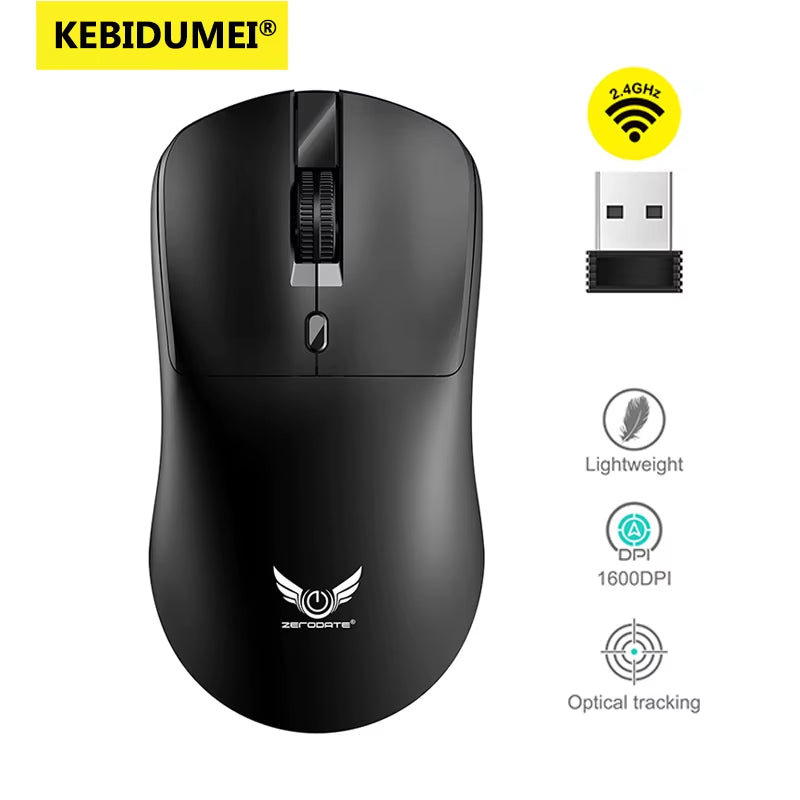 2.4G Wireless Mouse Ergonomic Adjustable 800-1200-1600 DPI Lightweight Rechargeable Office Gaming Mice for Pc/Laptop/Macbook Pro
