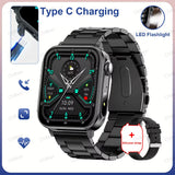 New Type-C Charging Bluetooth Call Smart Watch 1.83‘’ HD Full Screen Touch Flashlight 100+ Sports Mode Waterproof Smartwatch