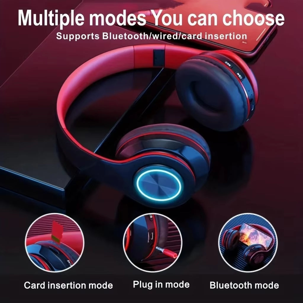 B39 Headphone with Wireless Bluetooth Colorful Light Pluggable Card Game Music Movement Bluetooth Headset for Phone