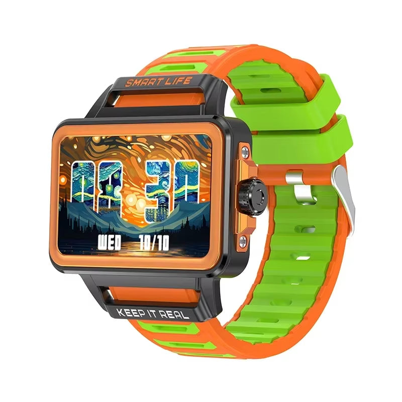 Hip Hop Fashion Personality Smart Watch 1.57-Inch HD Screen 24H Continuous Heart Rate Sleep Monitor Game Waterproof Smartwatch