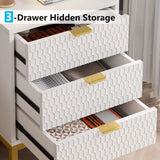 Modern Nightstand, 25.8" Tall Bedside Table with 3 Drawers, Contemporary End Side Table with Storage for Bedroom