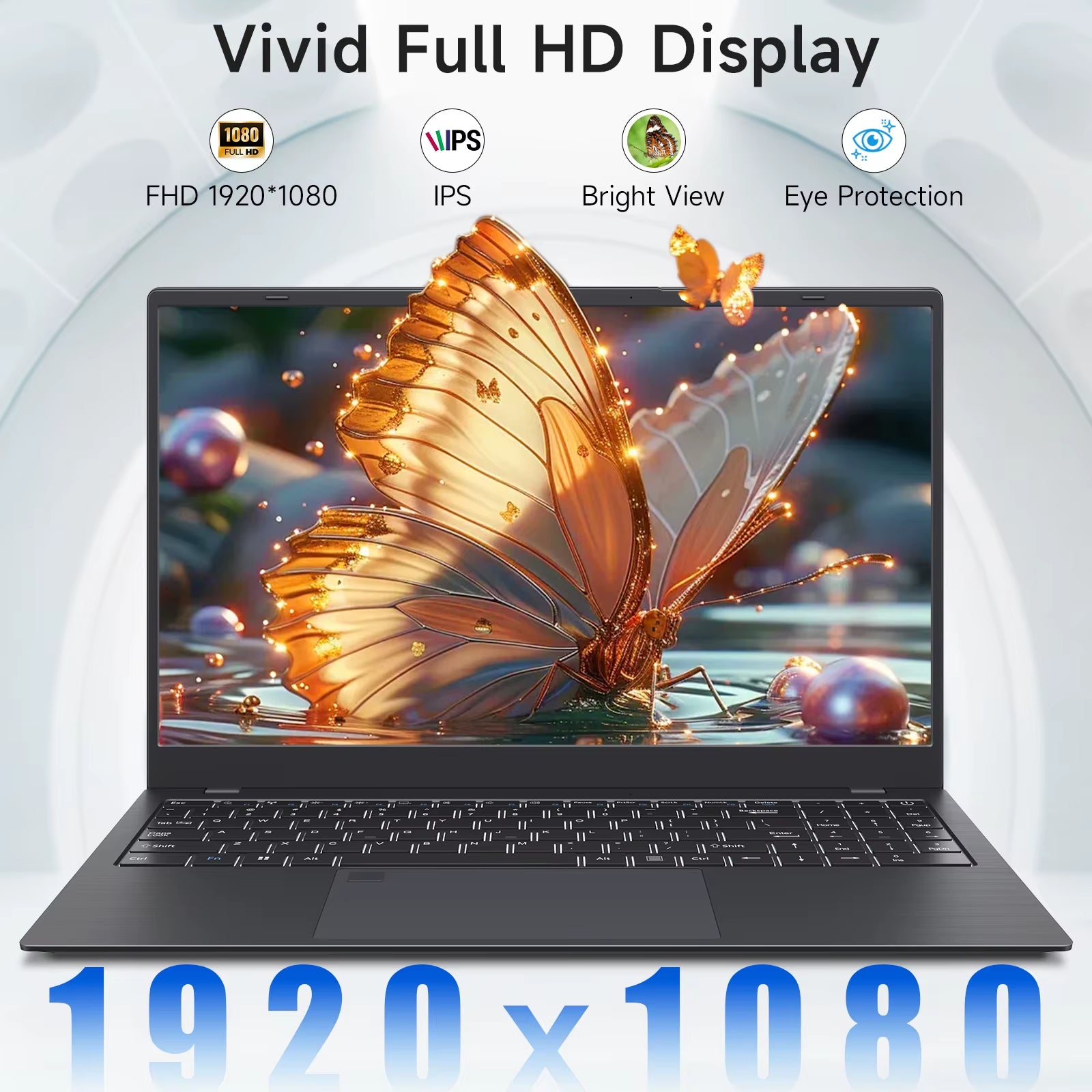 15.6 Inch Business Laptop Notebook PC CPU N5095 16GB RAM 1TB SSD Storage Windows 11 Fingerprint Recognition Backlit Keyboard
