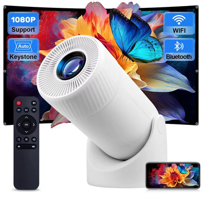 Projector Supports 4K, Wifi, Bluetooth, and 180 Degree Roation Built in Speaker Connects to Phone Iphone Android TV Stick, Outdo