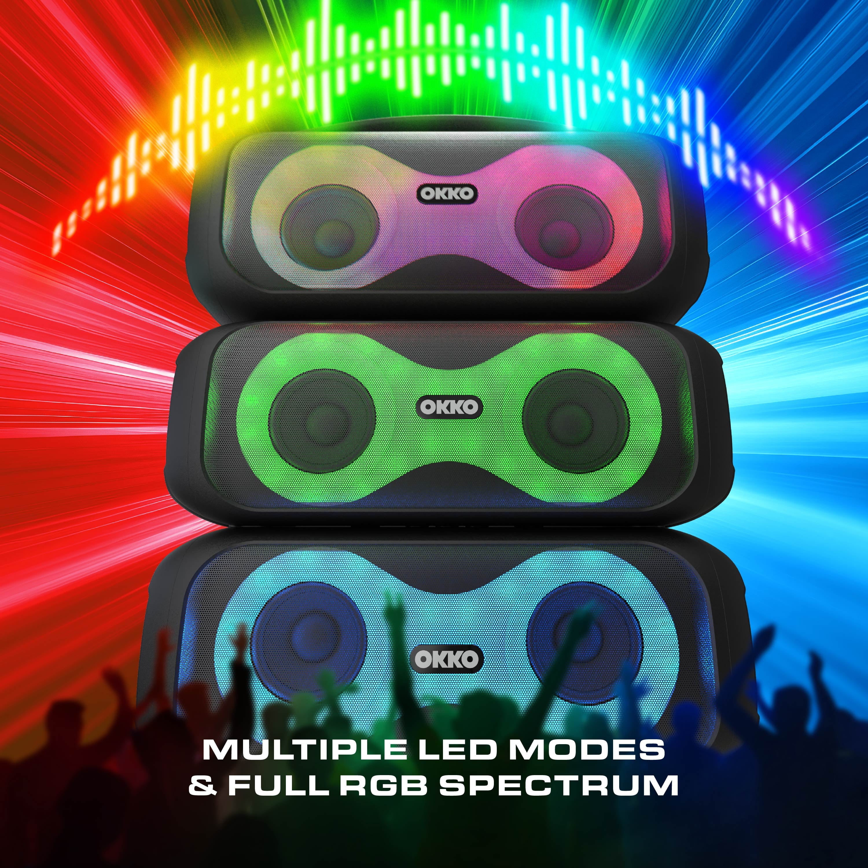 Portable Bluetooth Speaker with LED Lights and Carrying Handle, Black