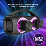 Portable Bluetooth Speaker with LED Lights and Carrying Handle, Black