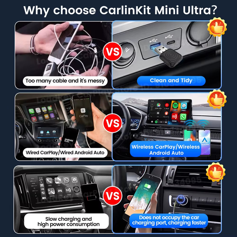 New  Android Auto Wireless Adapter Mini Box Smart Tv Box Carplay Android Auto 2 In1 Fast Connect for Toyota Mazda Audi