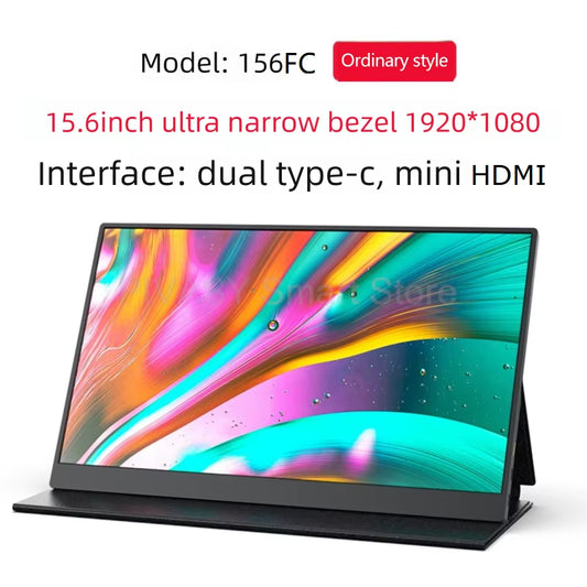 15.6 Inch Portable Monitor Enlarge Screen IPS Wire Connectivity for Phones Computers PS Games High Resolution Wide Compatibility