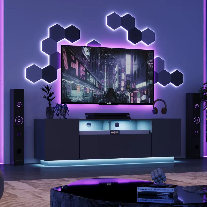 TV Stand for 65 Inch TV Entertainment Center with Storage Cabinet Modern TV Console for Living Room with Ample Storage