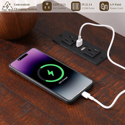 Nightstand with Charging Station Wooden Bedside Table with 3 Drawers for Bedroom End Table for Small Spaces 1 Dark Brown