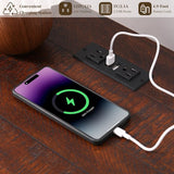 Nightstand with Charging Station Wooden Bedside Table with 3 Drawers for Bedroom End Table for Small Spaces 1 Dark Brown
