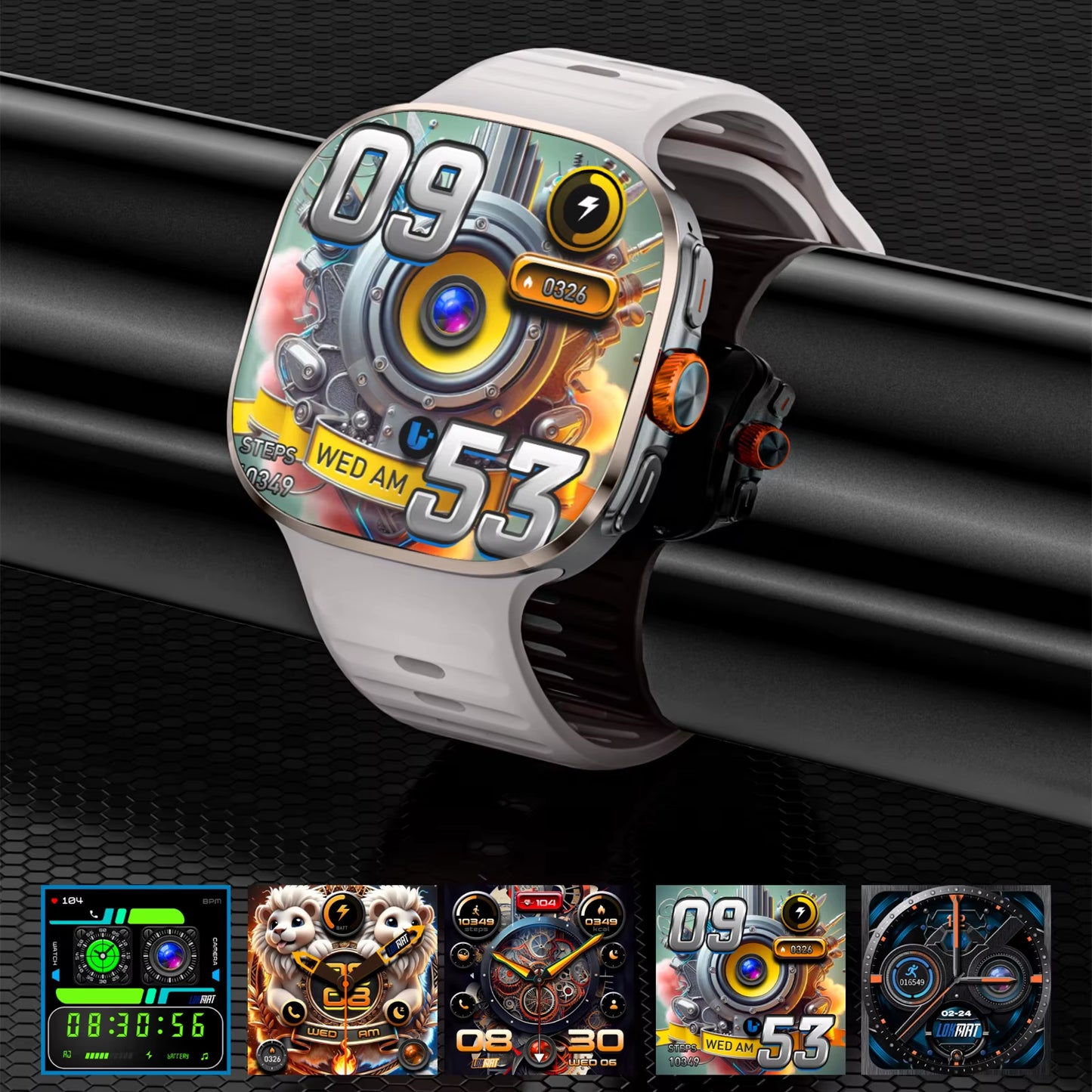 New APPLLP 6 MAX Android Smart Watch Phone Amoled Touch Screen Rotating Camera AI Translation Function Chatgpt