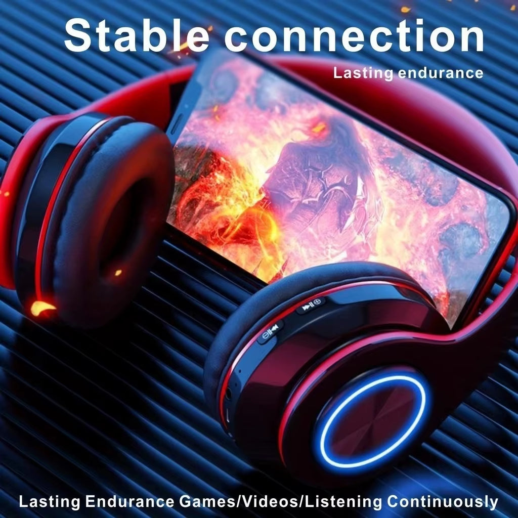 B39 Headphone with Wireless Bluetooth Colorful Light Pluggable Card Game Music Movement Bluetooth Headset for Phone