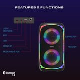 Sonic Bass V4 Portable Bluetooth Speaker – Wireless Party Speaker with Deep Bass, Karaoke Speaker with Microphone Port, LED Lights, Outdoor Portable Rechargeable Speaker