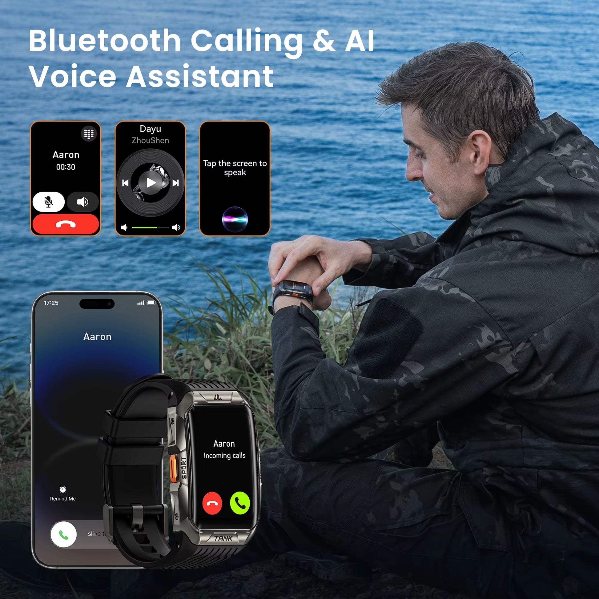 2025  TANK X2 Ultra GPS Smart Watch for Men 3D Curved Screen Stainless Steel Body Compass Altimeter Waterproof Smartwatch