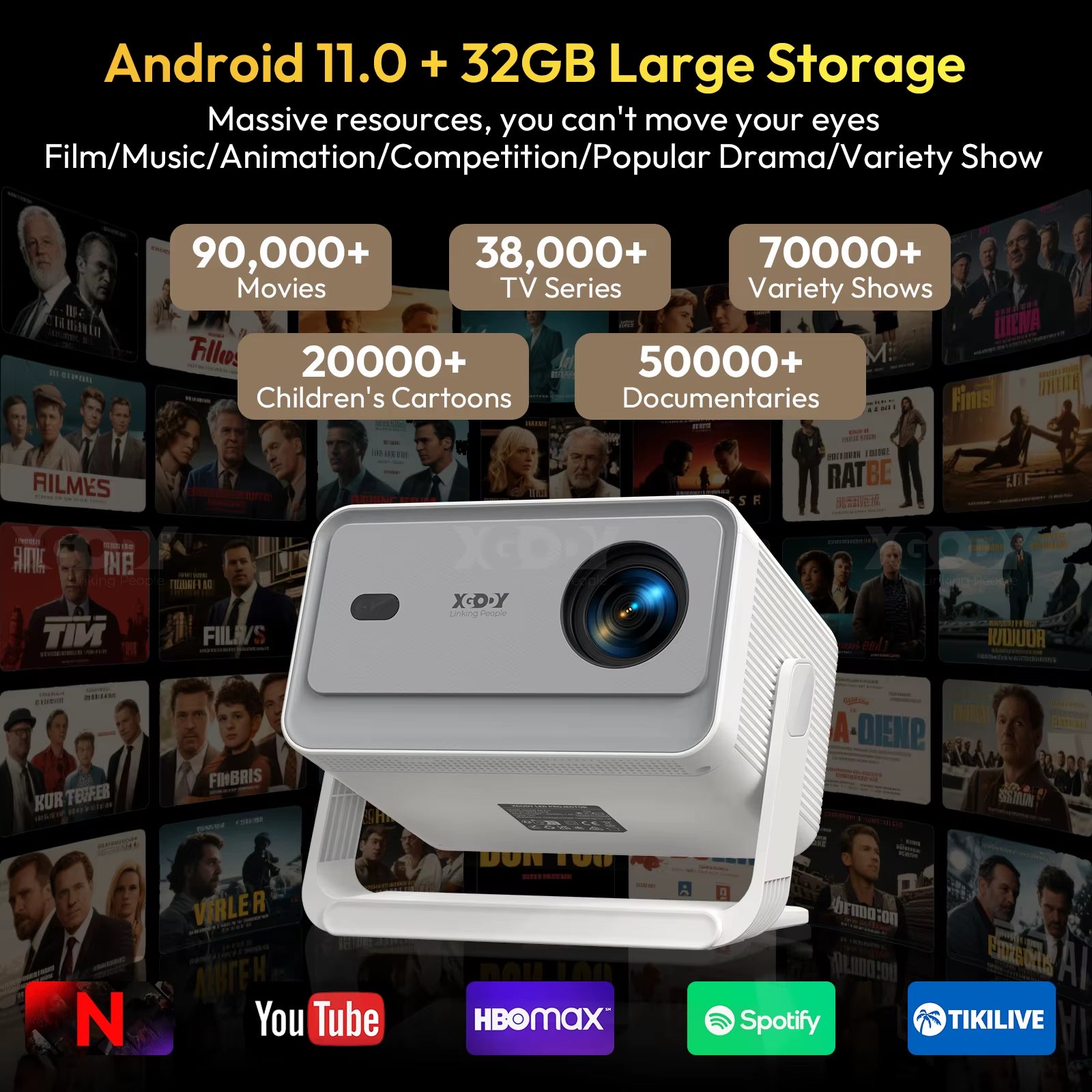 A6 PRO Native 1080P 600 ANSI 4K Android 11 32 GB 135 ° Projektor Mit Auto Keystone Focus Wifi6 BT5.2 Portable Outdoor