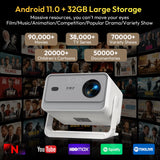 A6 PRO Native 1080P 600 ANSI 4K Android 11 32 GB 135 ° Projektor Mit Auto Keystone Focus Wifi6 BT5.2 Portable Outdoor