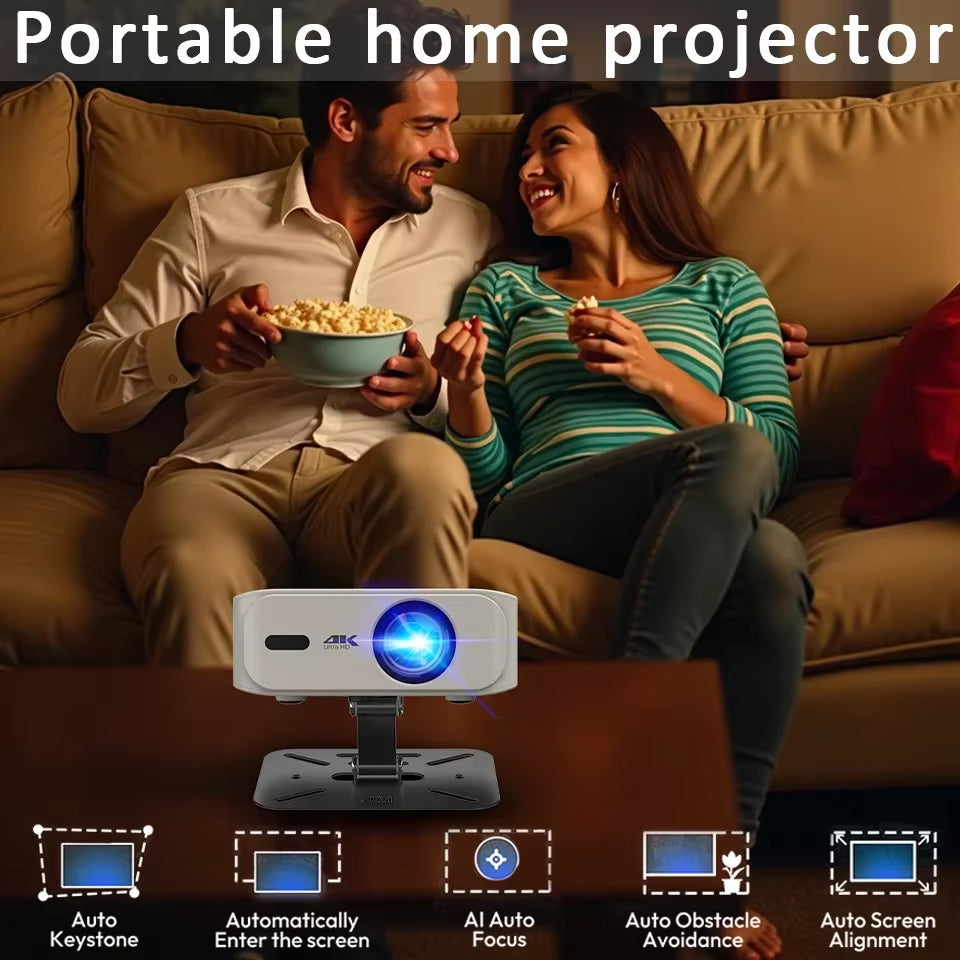 2025 New 4K Projector Built in 5W Speaker 1920*1080P Android 11 Home Theatre 10000 Lumens Wifi6 BT5.2 Outdoor Portable Projector