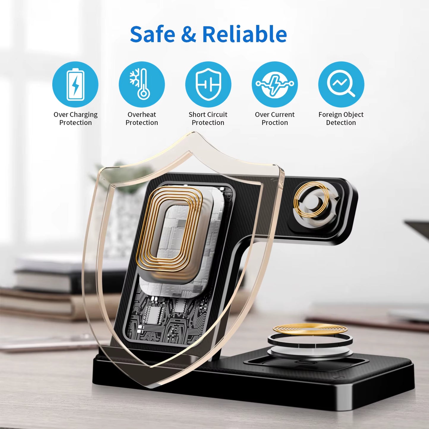 3 in 1 Wireless Charging Station Magnetic Fast Charging 18W Foldable for Iphone 16 15 14 13 12 Pro/Pro Max/Plus/Watch & Airpods