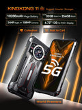 Rugged Smartphone 5G  Kingkong 11, 10200Mah Battery, Dimensity 7025, 6Nm, 2.5Ghz, 32GB RAM(16+16), 256GB ROM,108MP Camera