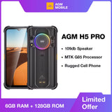 H5 Pro Rugged Helio G85 Smartphone, 6.56" HD+, 6GB+128GB, 48MP Camera, 7000Mah with NFC/IP68, 109Db Speaker and Night Vision