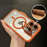 Luxury Magnetic Shockproof Phone Case for Iphone 15 14 13 12 11 16 17 Pro Max plus 16E Funda Stand Glass Lens Protection Cover