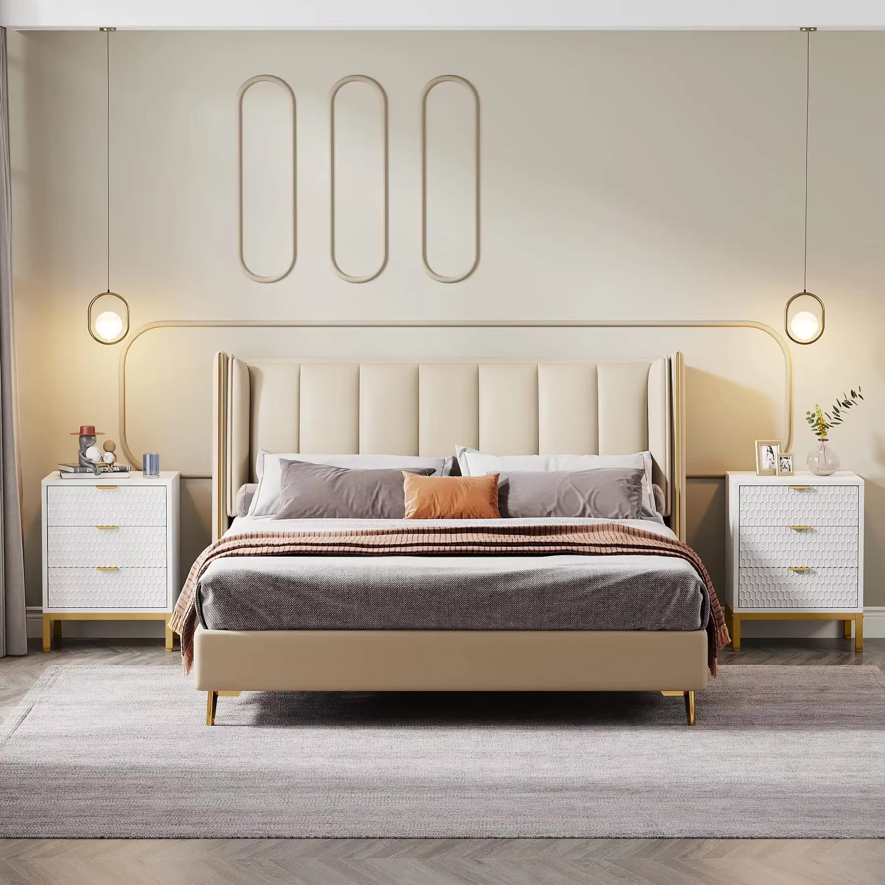 Modern Nightstand, 25.8" Tall Bedside Table with 3 Drawers, Contemporary End Side Table with Storage for Bedroom