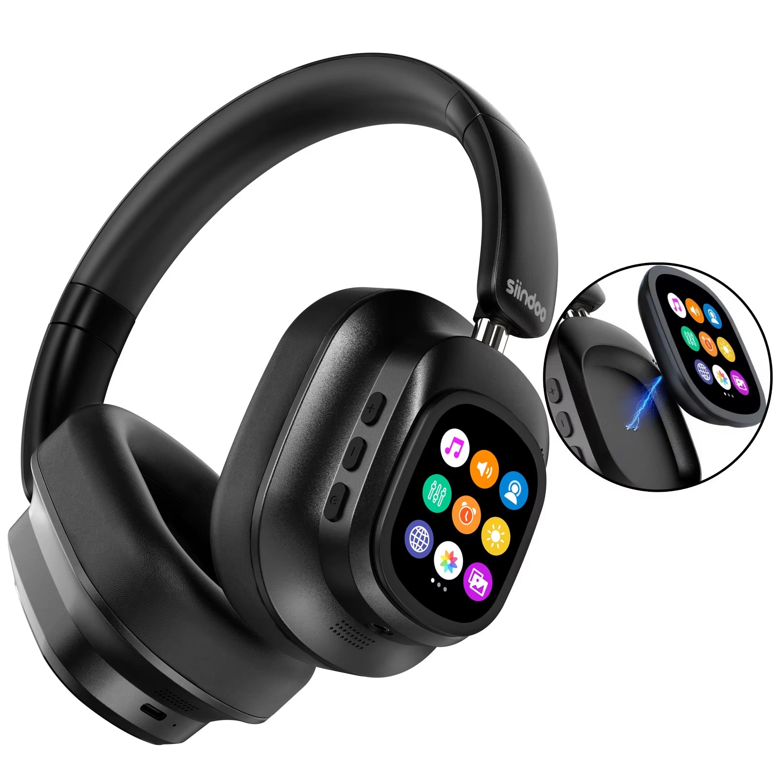 Jh-Anc930Plus Active Noise Cancelling Headphones, Hybrid Wireless Headphone with Multi Magnetic Touch Control LED Screen
