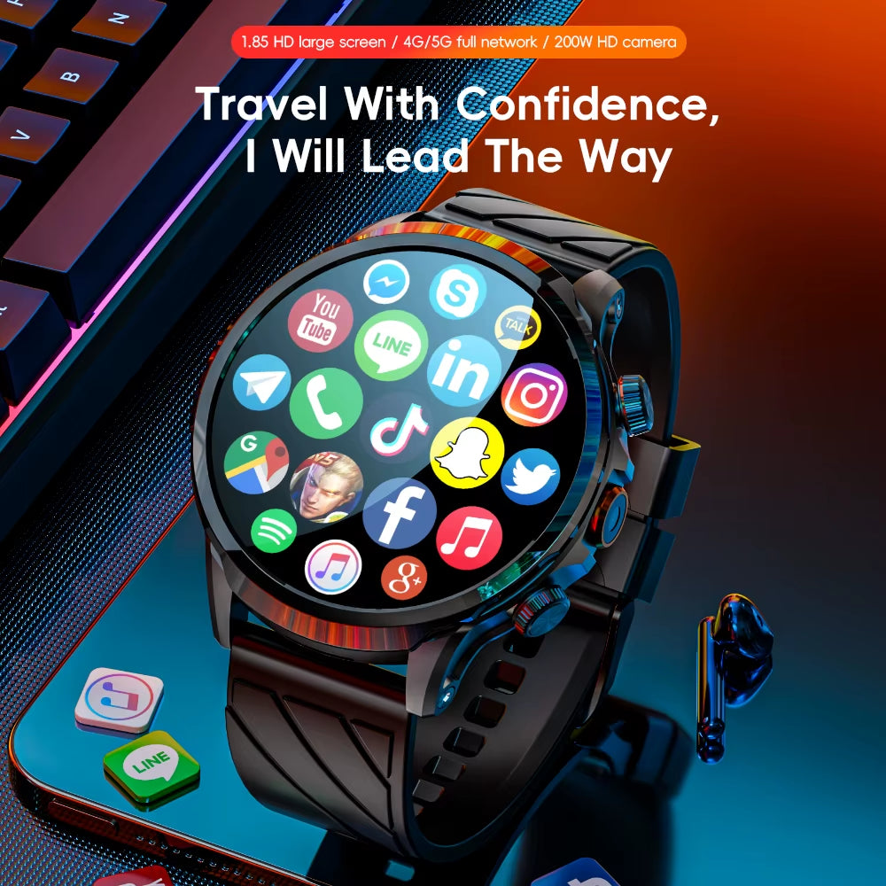 APPLLP 8 PRO Android Smart Watch Phone Big round Screen Wifi 4G Network Watch Camera Smartwatches SIM Card Watch Fitness
