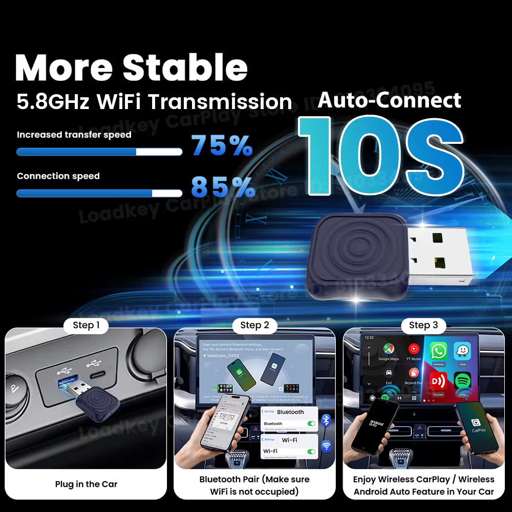 New  Android Auto Wireless Adapter Mini Box Smart Tv Box Carplay Android Auto 2 In1 Fast Connect for Toyota Mazda Audi