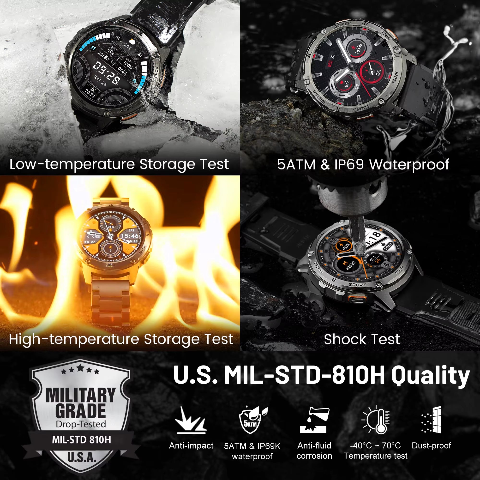 Original  TANK T3 Smart Watch for Men Military Smartwatch Women Digital Fitness Watches AMOLED AI Voice AOD Bluetooth