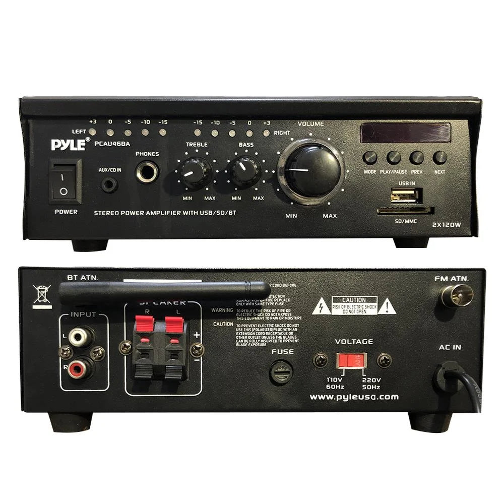 PCAU46BA Bluetooth Home Audio Amplifier System W/ Blue LED Display