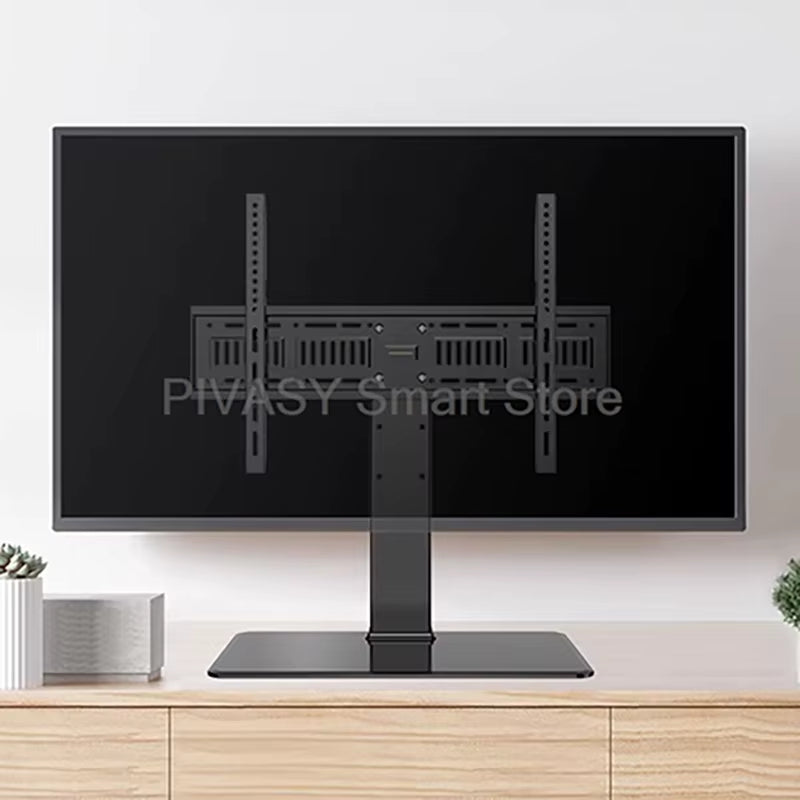 Universal LCD TV Base Stand for 32-65 Inches Desktop Mount Adjustable Height 3-Gear Center Distance Support 45/55/70KG Load