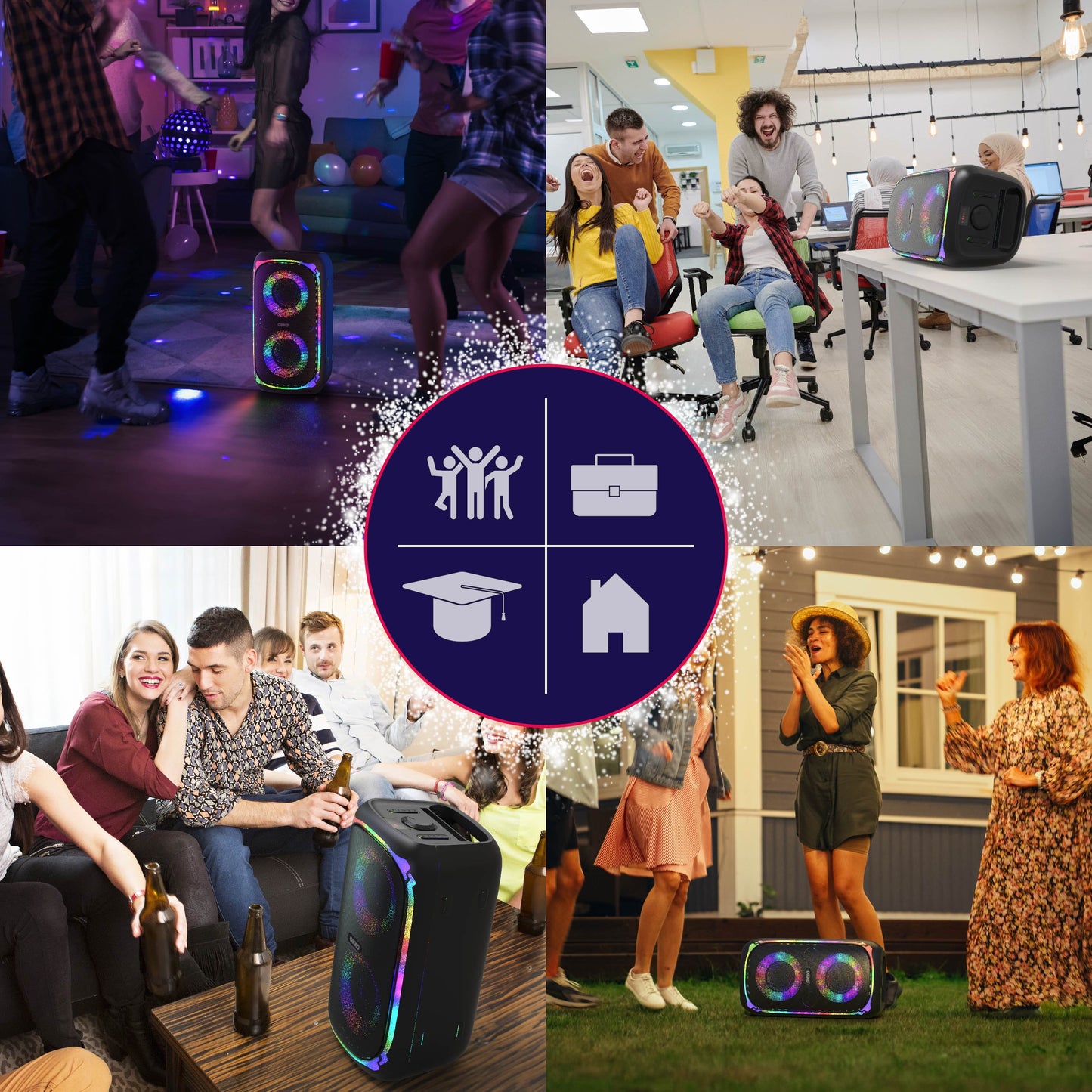 Sonic Bass V4 Portable Bluetooth Speaker – Wireless Party Speaker with Deep Bass, Karaoke Speaker with Microphone Port, LED Lights, Outdoor Portable Rechargeable Speaker