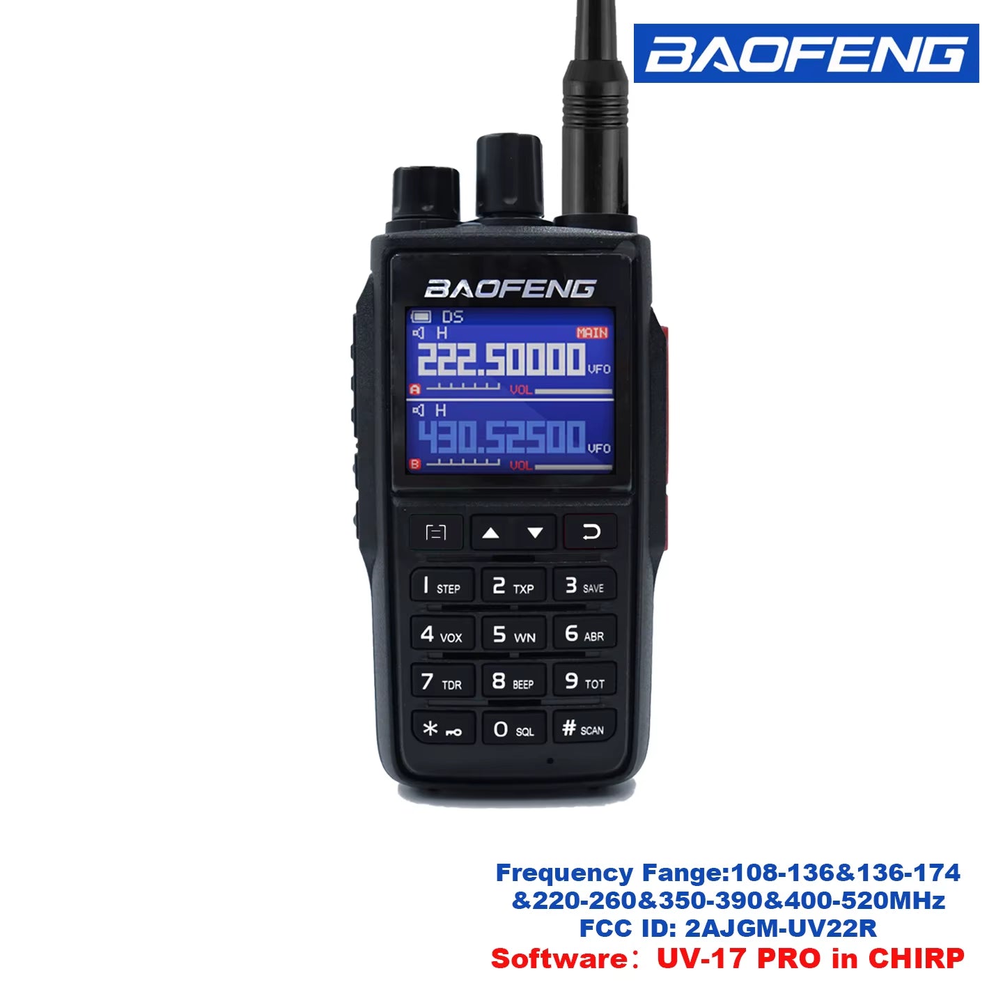 1/2PCS UV-22 Intercom Long-Distance USB Type-C Large Capacity NOAA 999CH FM Two-Way Radio