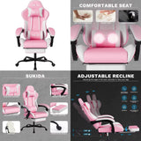 Ergonomic Gaming Chairs with Massage Lumbar Support, Swivel, Height Adjustable, and Headrest for Adults Comfort Gaming