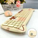 Wireless Connection Cute Cat Shape Mixed Color Keycaps Ergonomic Miaomeng plus Keyboard and Mouse Set