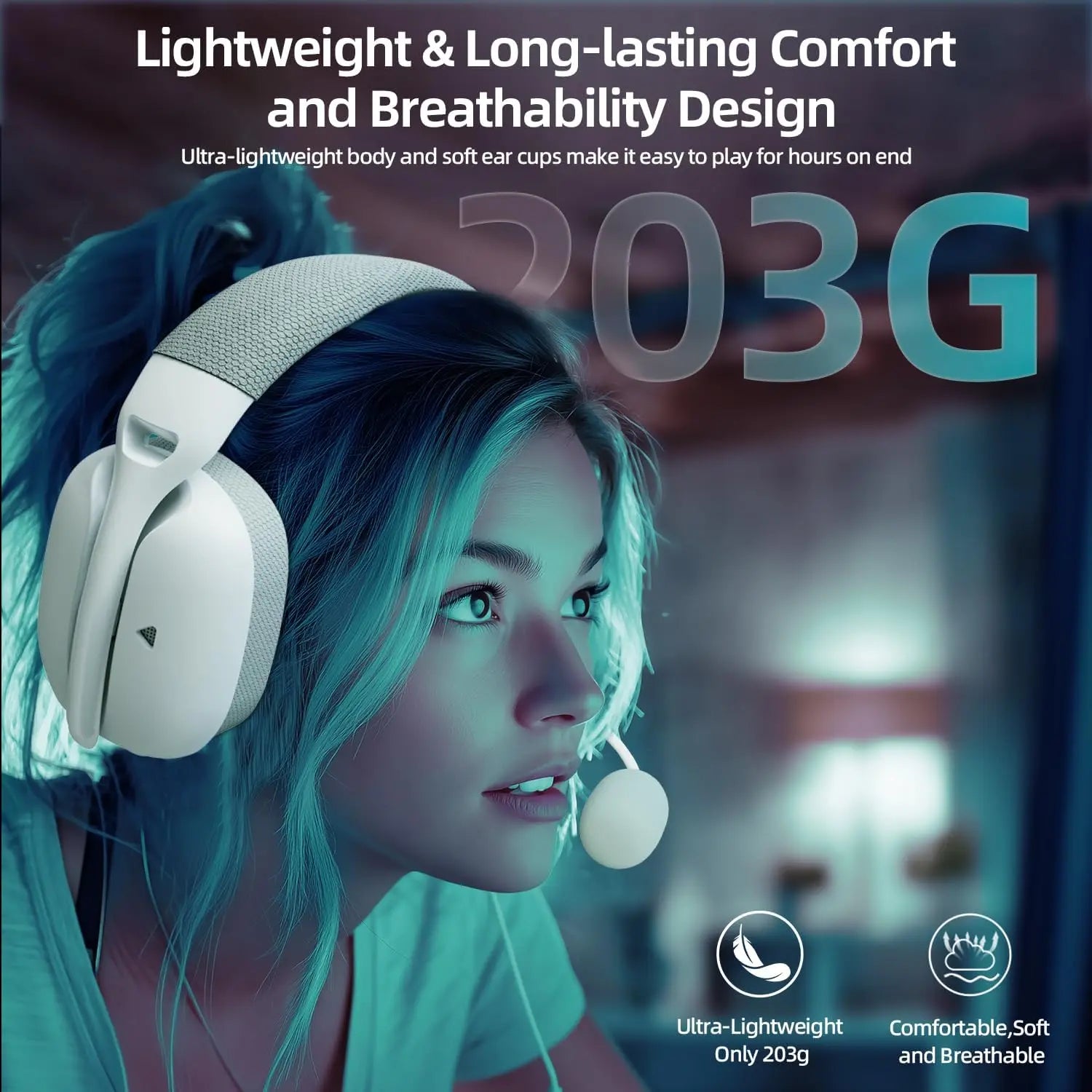 ×Attack Shark L80PRO Gaming Headset, Lightweight Over-Ear Gaming Headphones