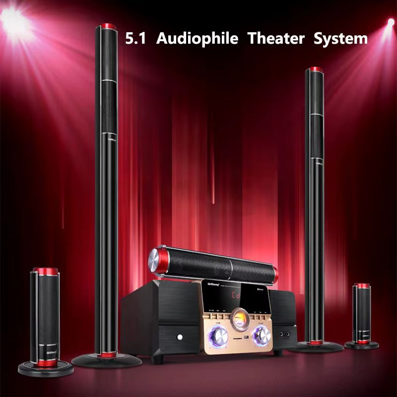 5.1 Home Theater Set 200W Peak Sound Box 8Ω Hifi Bluetooth Speaker 3-Way 3 Inch Active Audio Coaxial Optical USB for Home KTV