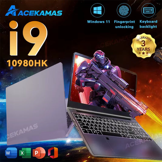 ACEKAMAS 15.6" Gaming Laptop Computer  Core I9 10980HK Windows 11 Pro IPS 4K 16GB DDR4 1TB SSD M.2 Notebook PC Laptop Gamer