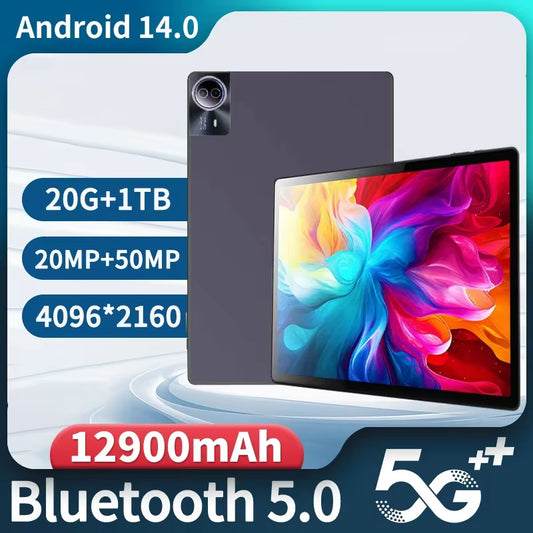 Massive 14-Inch Android Tablet 2025 Global Edition - 20GB RAM, 1TB ROM, 5G/Wi-Fi Dual SIM, 12900Mah & 10-Core Processor