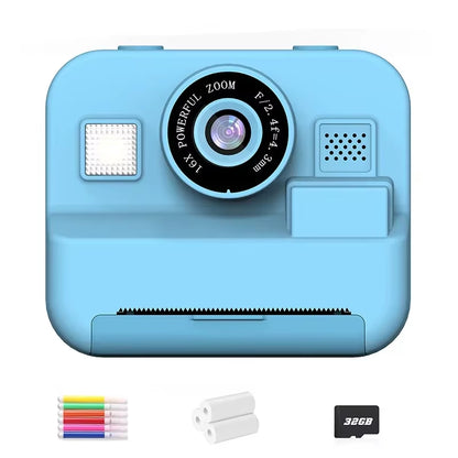 Children'S Digital Instant Print Camera - Educational Thermal Instant Print Camera with 32G Card and 1080P Video Functionality
