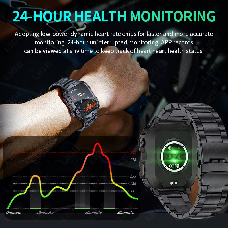 2024 New for Xiaomi Military Smart Watch Men IP68 5ATM Outdoor Sports Fitness Tracker Health Monitor 1.96" BT Call Smartwatch