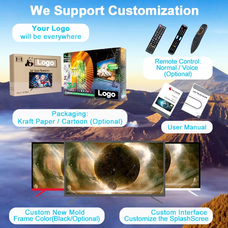 Brand New 32" 43" 50" 55" 60" 65" 75" 85" Plasma LED Smart TV with Inteligente Android 14 4K Ultra HD 85 Pulgadas Wifi