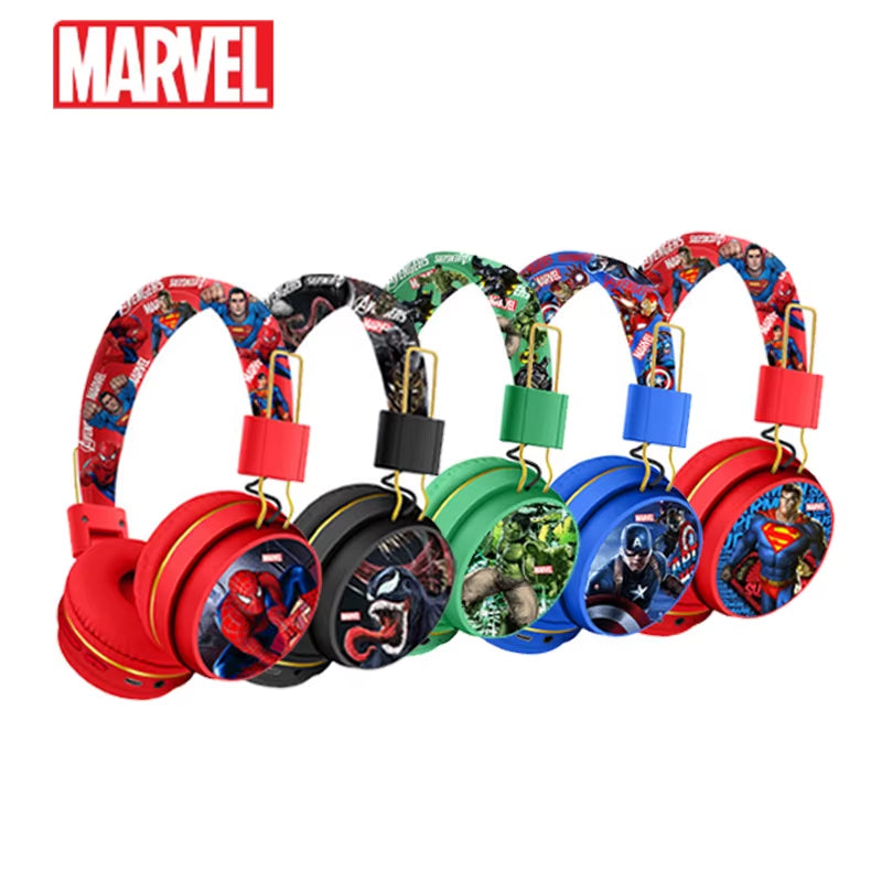 New Marvel Bluetooth Headphones Spider Man Wireless Bluetooth Earbuds HIFI Surround Sound Headset with Mic Kids Anime Cartoon