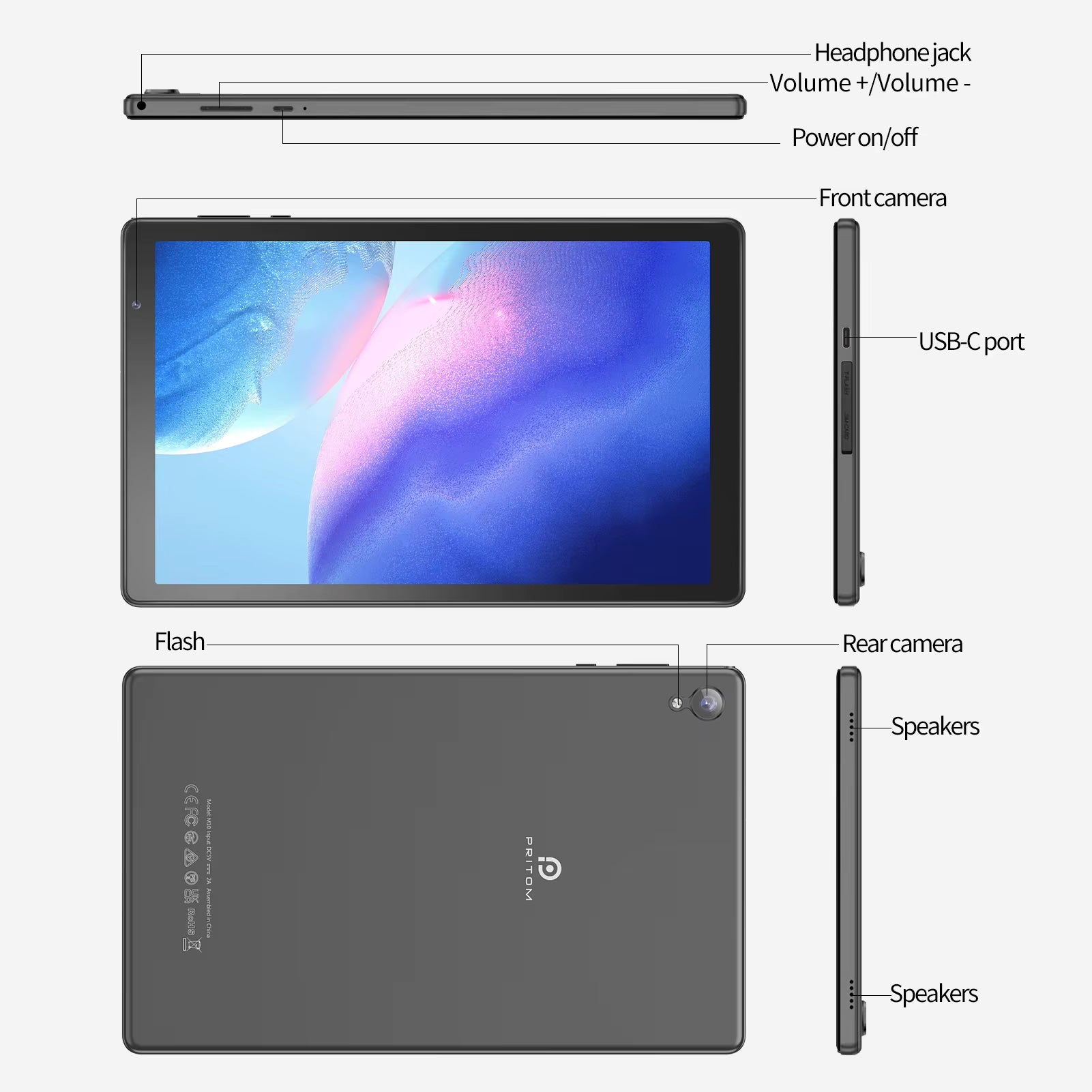 Tablet 10 Inch Android 12 32GB ROM 512GB Expand Tablets, 2GB RAM Wi-Fi 6 Tablet PC with 1.6Ghz Quad Core CPU, 10.1 Inch