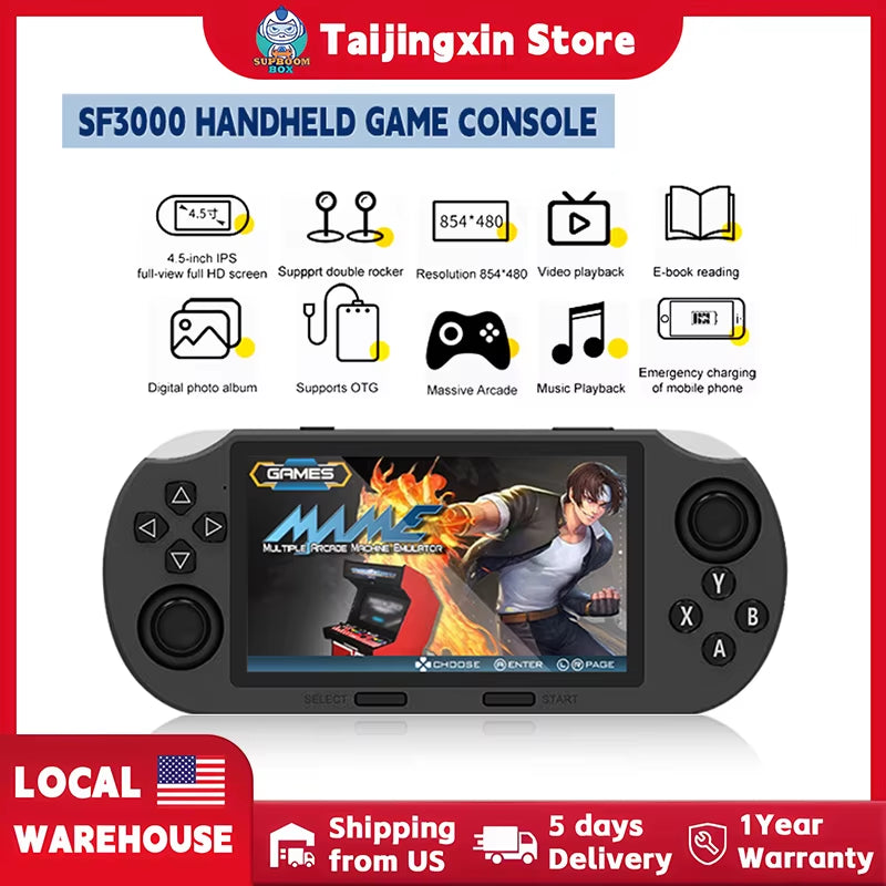 SF3000 4.5 Inch IPS Screen Portable Handheld Game Player Retro Video Game Console Built-In 20000+ Games for PS1/GBA Local Ship