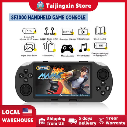 SF3000 4.5 Inch IPS Screen Portable Handheld Game Player Retro Video Game Console Built-In 20000+ Games for PS1/GBA Local Ship