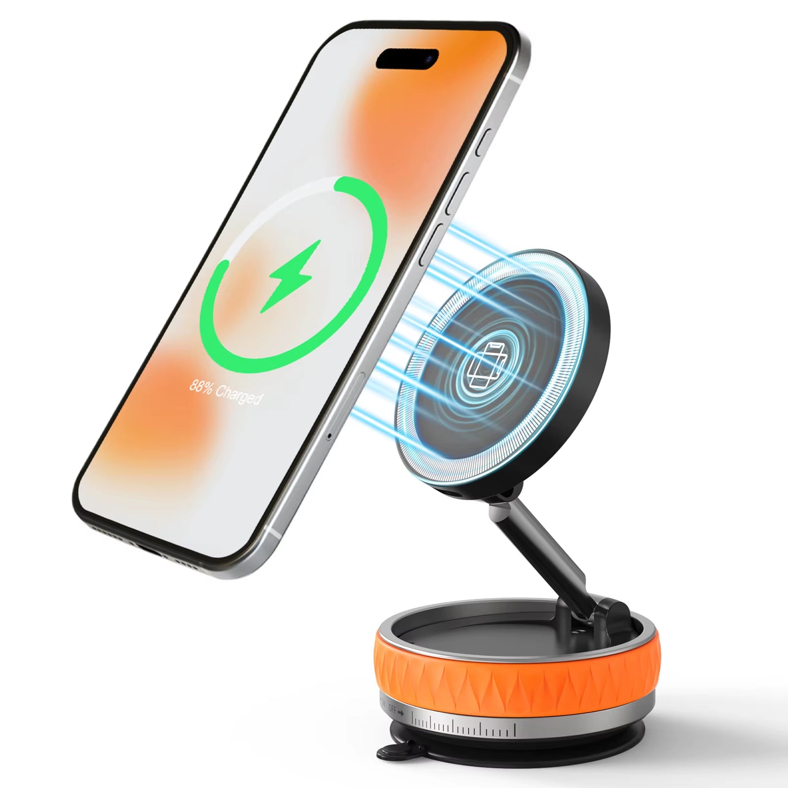 15W Wireless Car Charger Phone Holder N55 Magnetic Vacuum Fast Charging Station Portable 360° Rotatable for Iphone All Phones