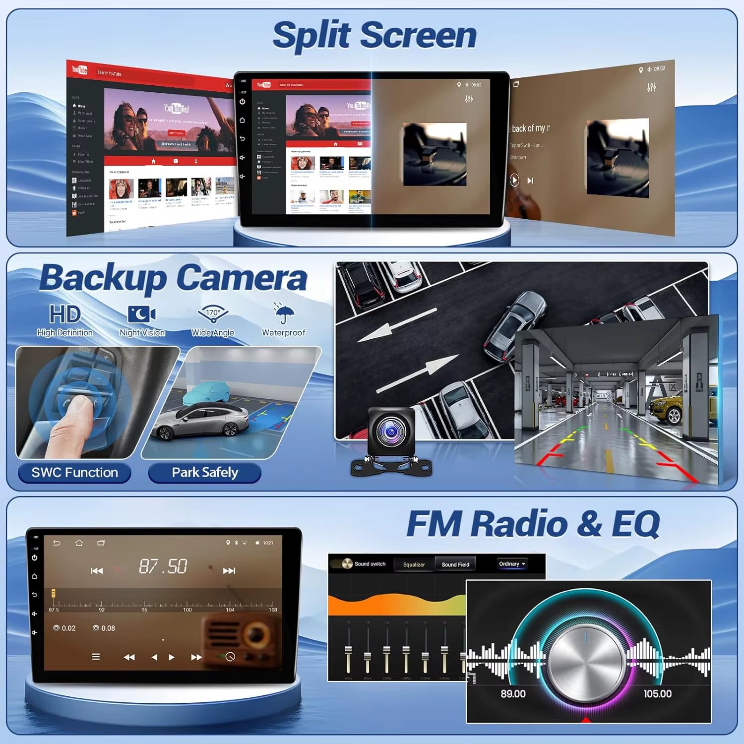 10.1 Inch Wireless Car Radio for Honda Accord 8Th 2008-2013 Carplay Android Auto Touchscreen Car Stereo with Rear Camera GPS FM
