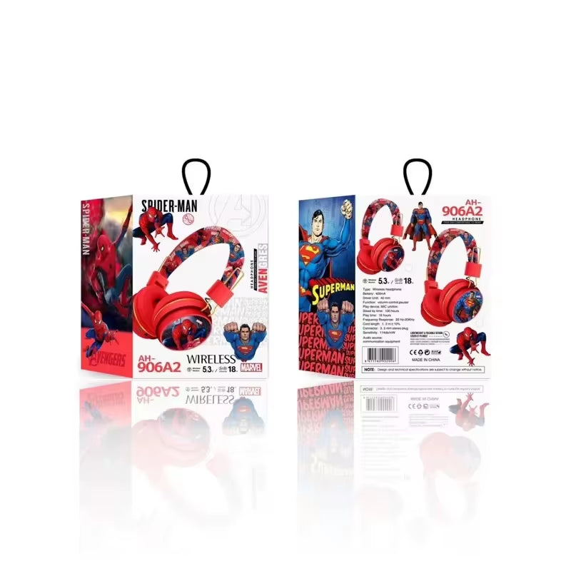 New Marvel Bluetooth Headphones Spider Man Wireless Bluetooth Earbuds HIFI Surround Sound Headset with Mic Kids Anime Cartoon